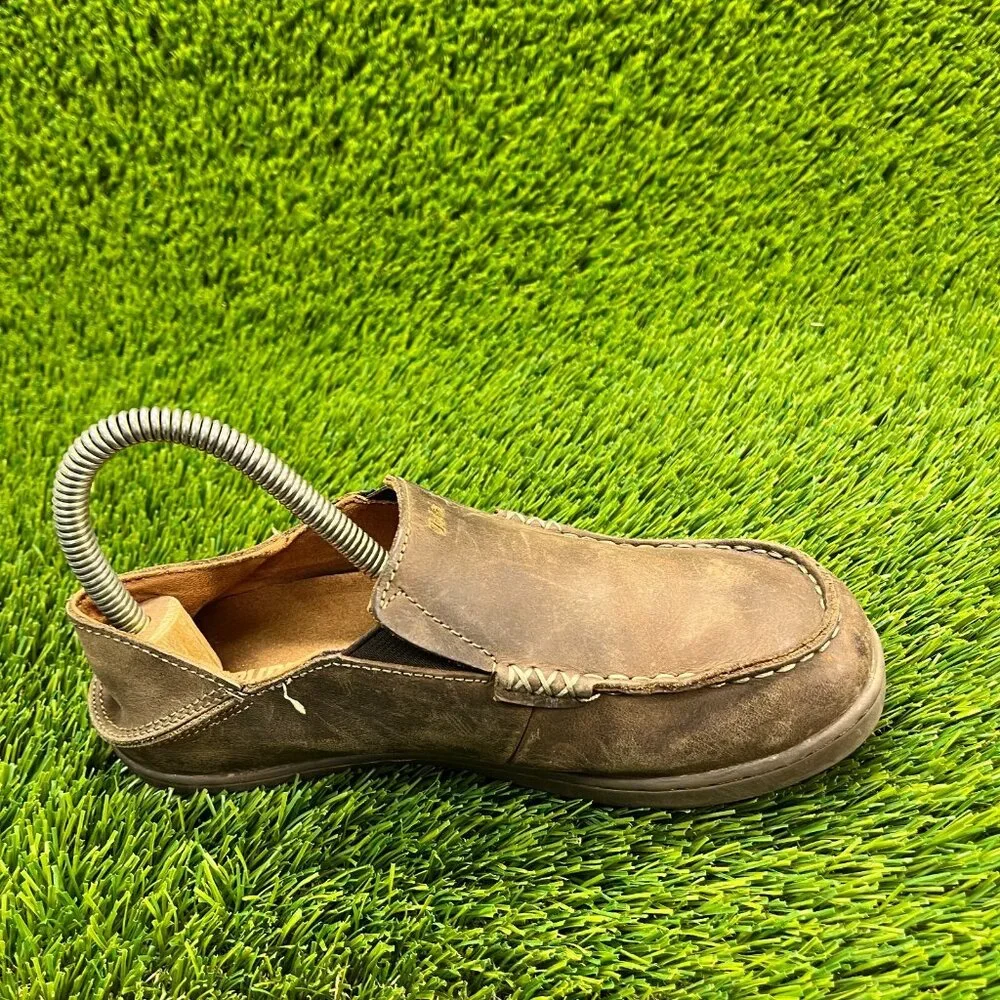 OluKai Moloa Kids Boys Size 3Y Brown Casual Classic Slip On Shoes Loafers